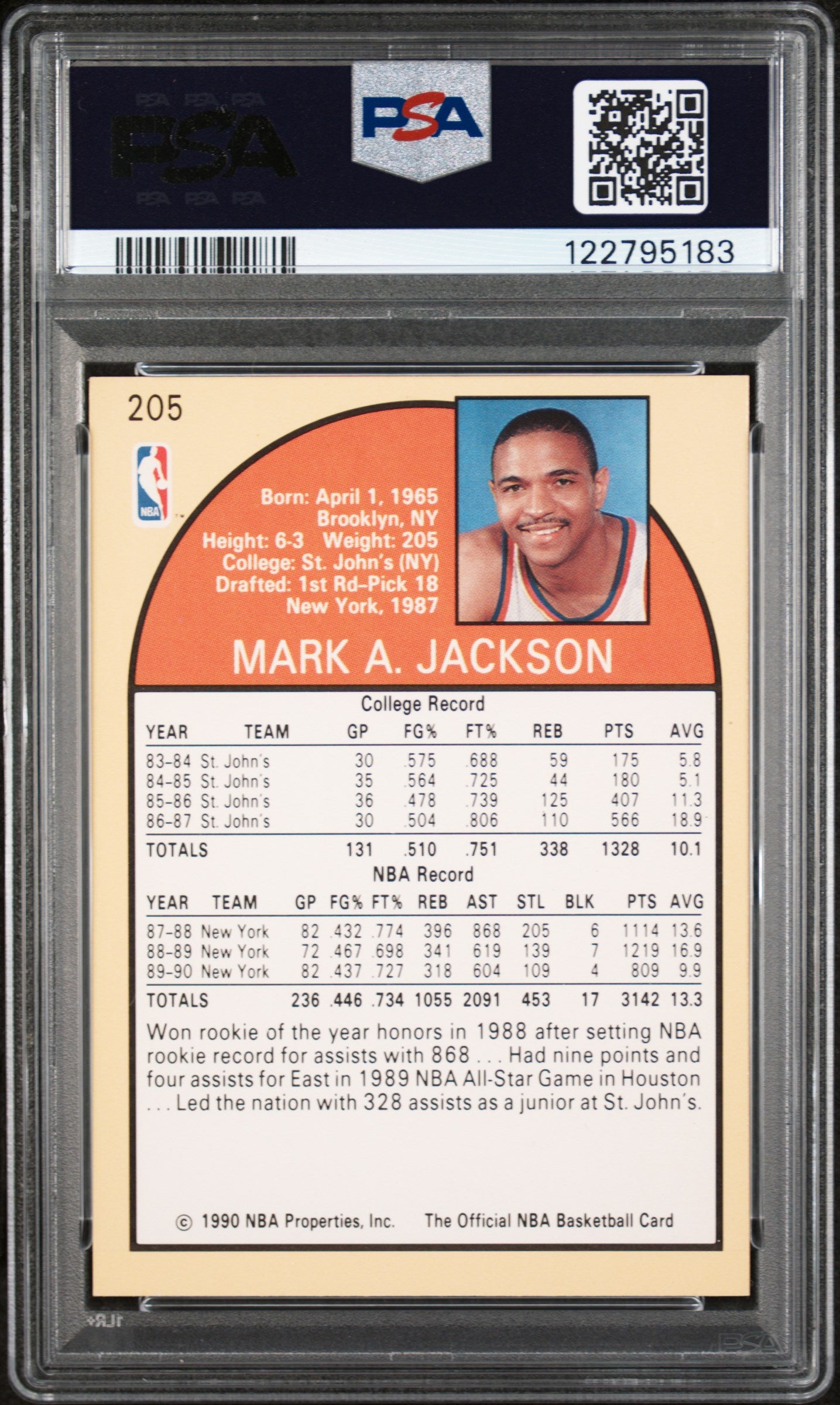 1990 Hoops #205 Mark Jackson PSA 7