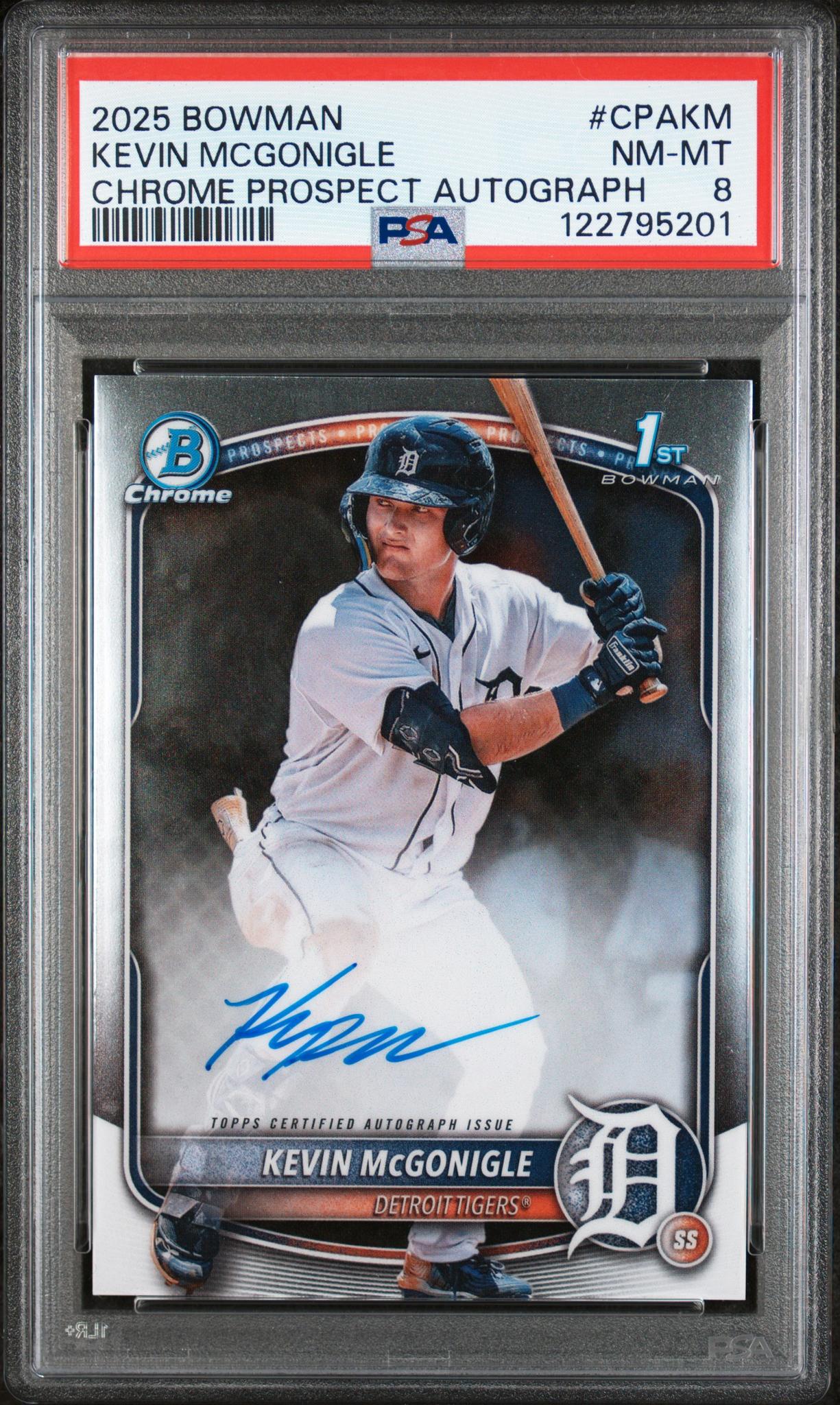 2025 Bowman #CPAKM Kevin McGonigle Chrome Prospect Autograph Auto PSA 8