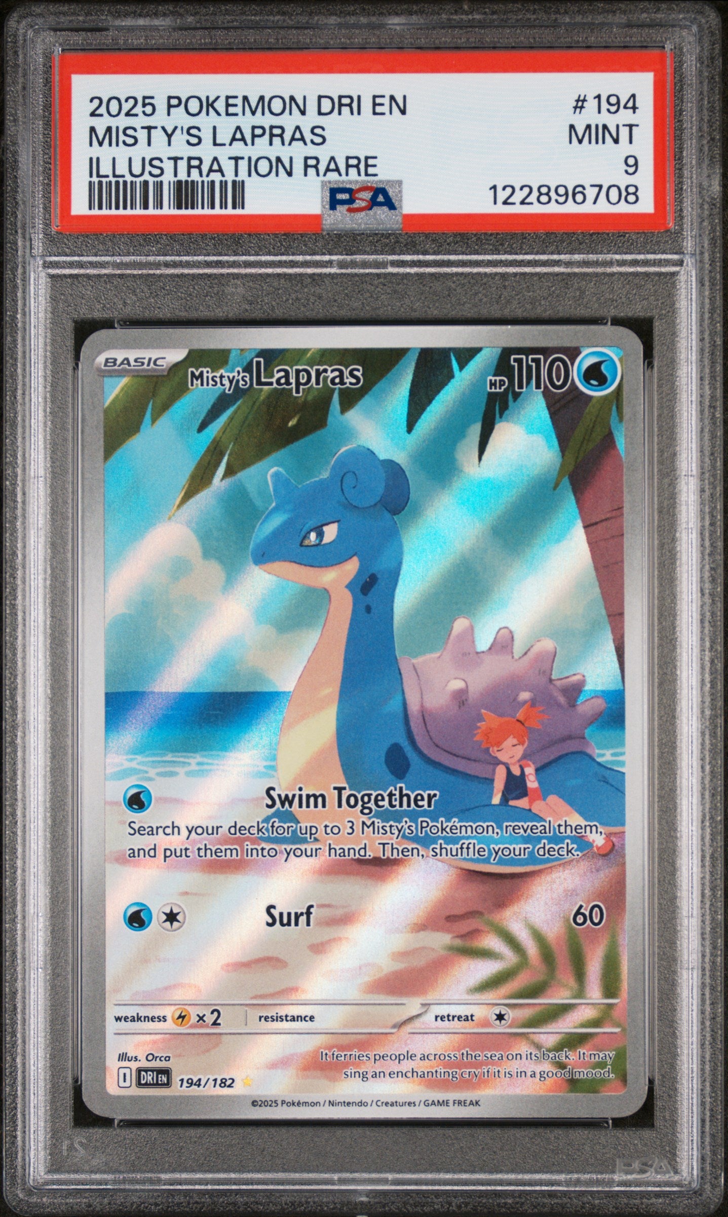 2025 Pokemon #194 Misty's Lapras Illustration Rare PSA 9