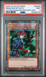 2024 Yu-Gi-Oh! RA03 Quarter Century SCR Magician of Faith #EN090 1st Ed PSA 9