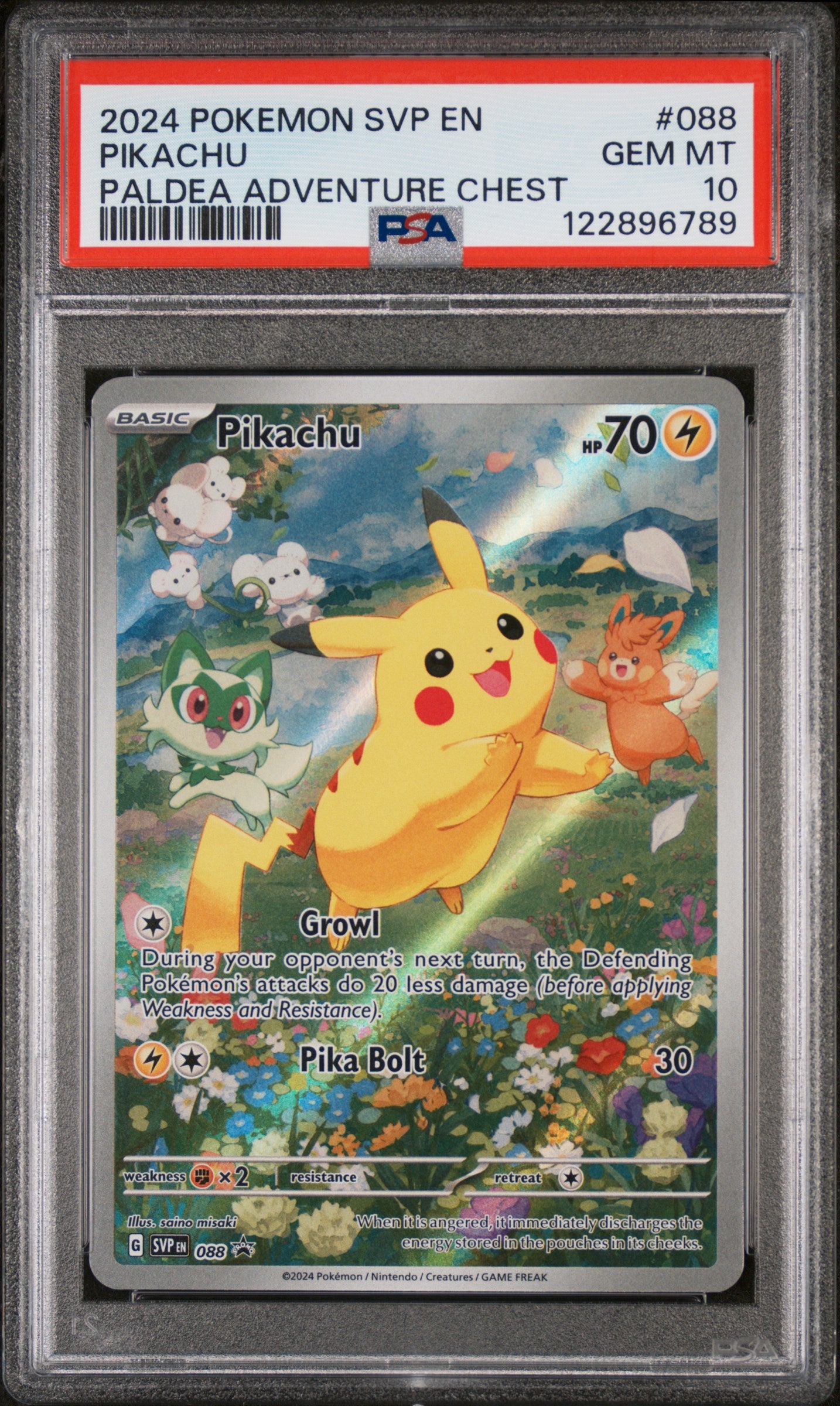 2024 Pokemon SVP #088 Pikachu Paldea Adventure Chest PSA 10