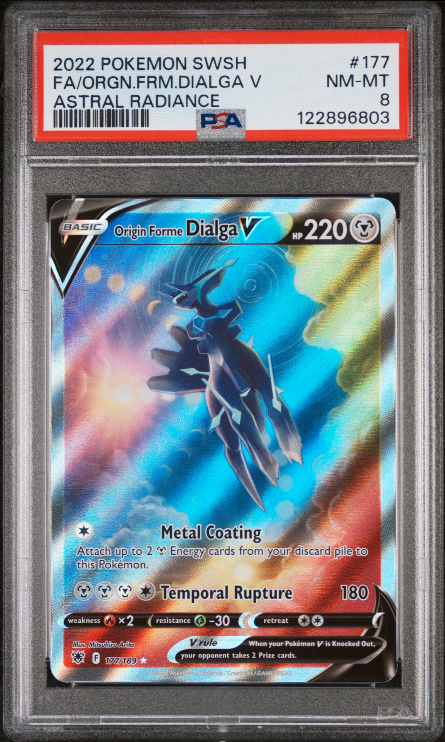 2022 Pokemon Astral Radiance Full Art Origin Forme Dialga V #177 PSA 8