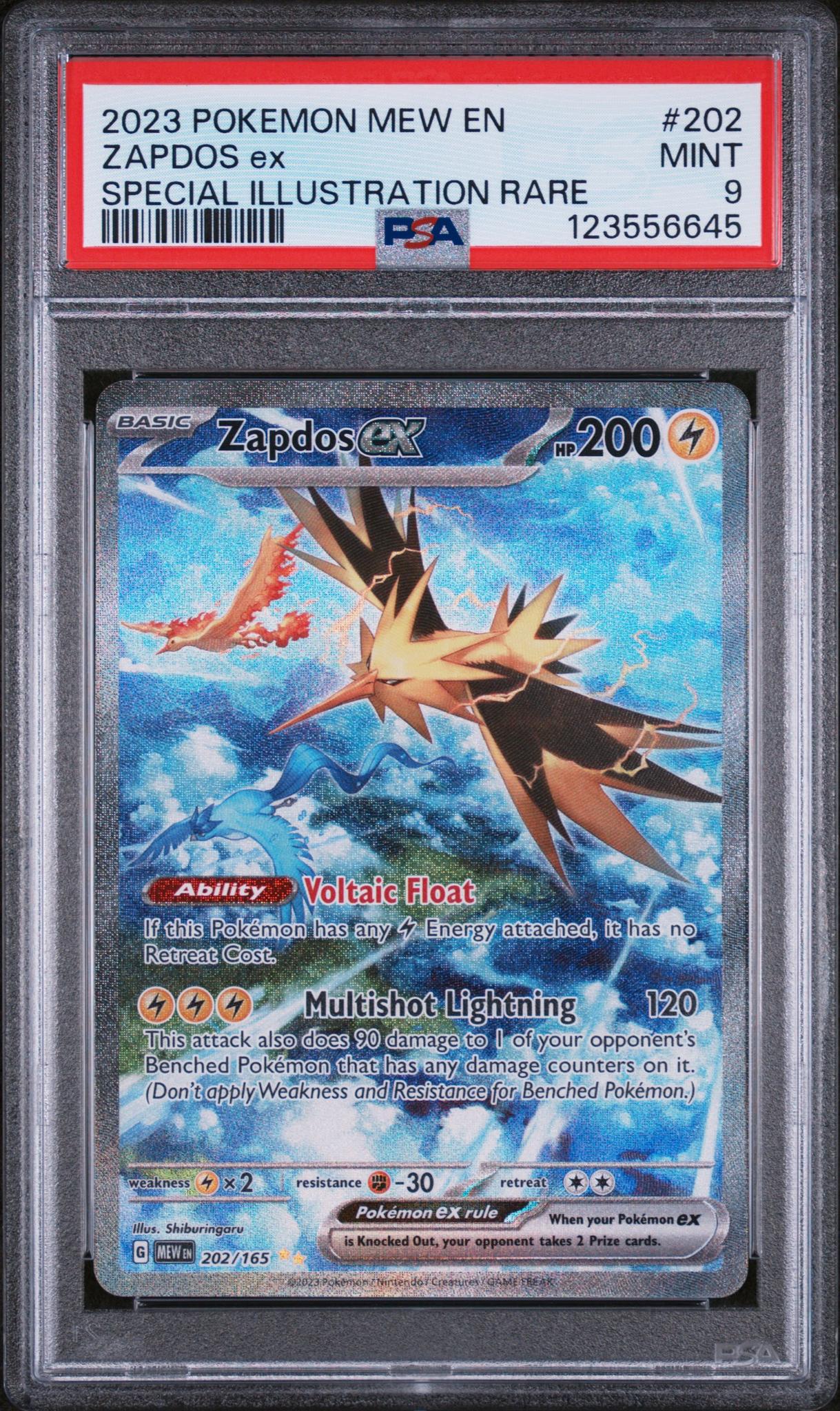 2023 Pokemon Mew #202/165 Zapdos ex Special Illustration Rare PSA 9