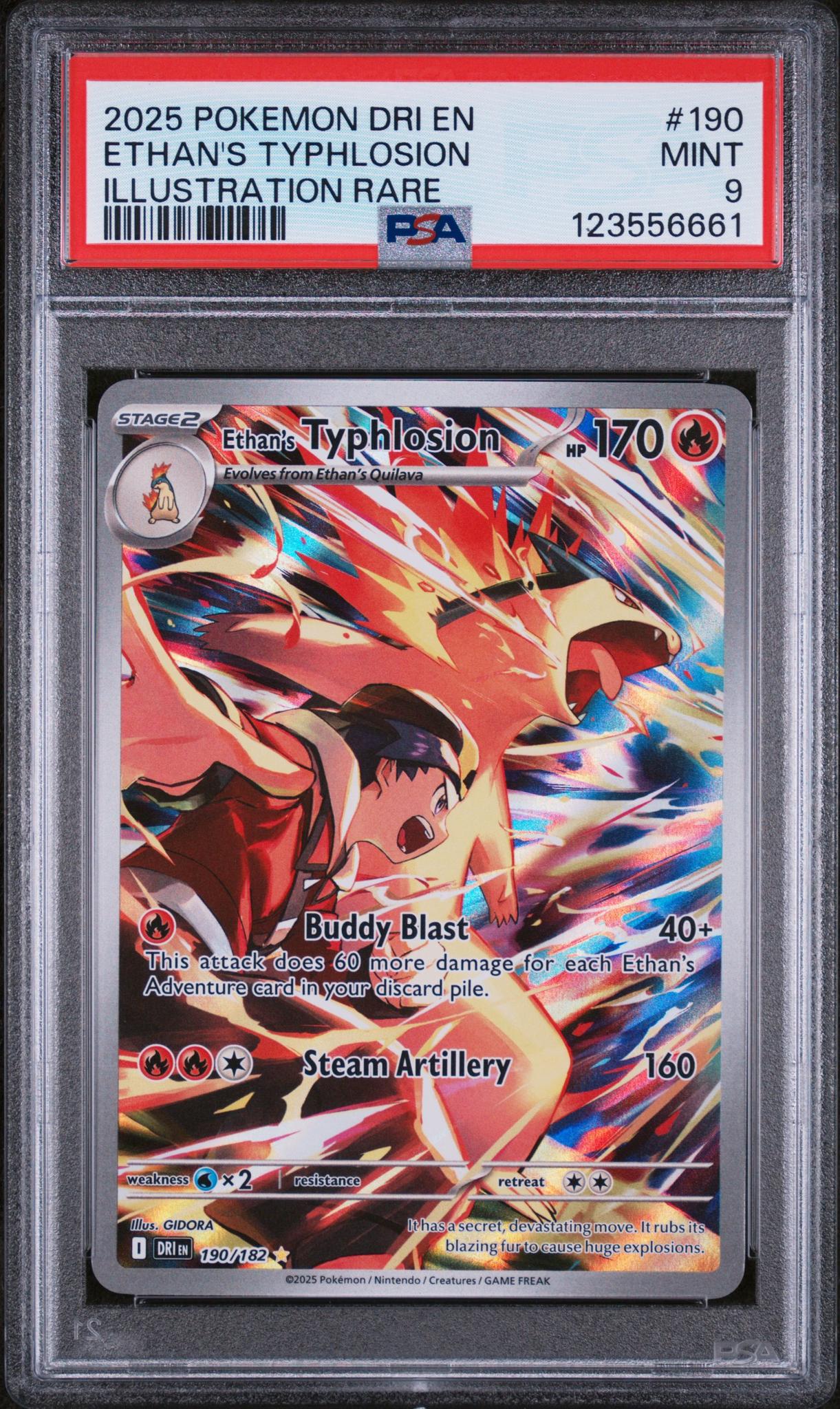 2025 Pokemon DRI #190/182 Ethan's Typhlosion Illustration Rare PSA 9