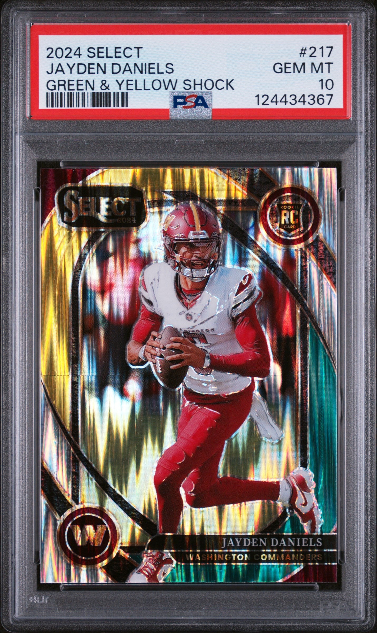 2024 Panini Select Green & Yellow Shock Jayden Daniels #217 PSA 10