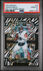 2023 Prizm Zebra Die Cut Jalen Hurts #79 PSA 10