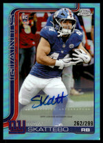 2025 Topps Chrome Cam Skattebo Rookie RC True Teal Refractor Auto /299