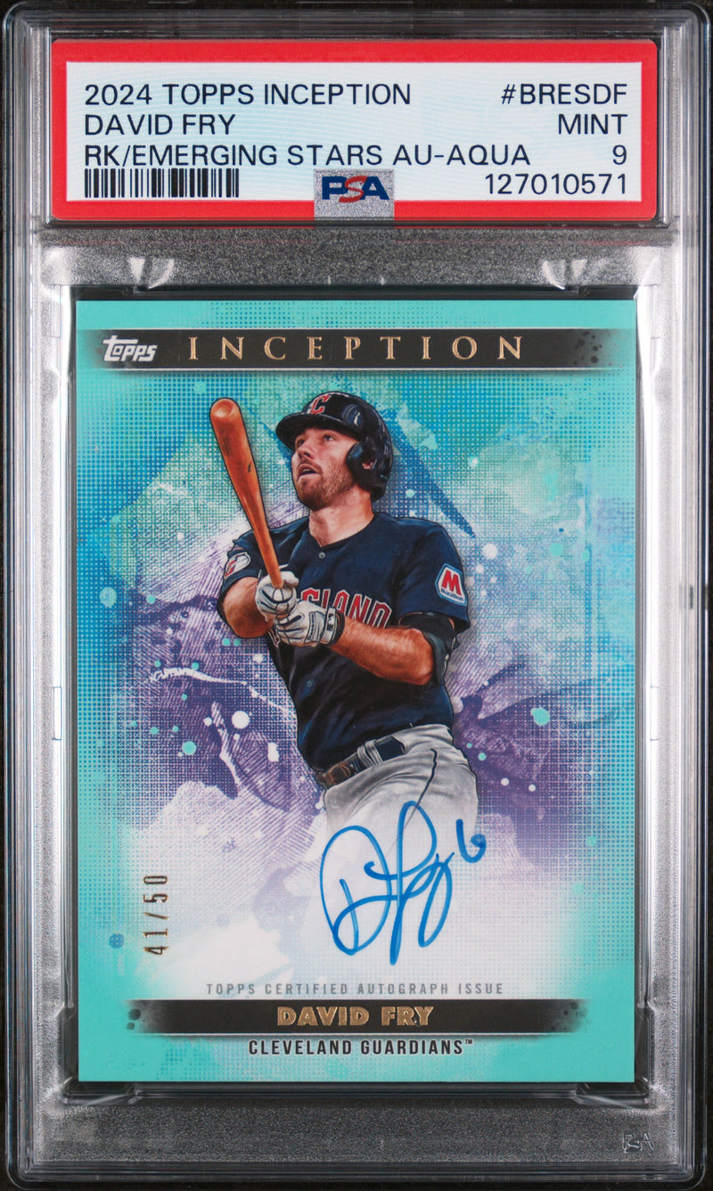 2024 Topps Inception Base Rookie and Emerging Star Autographs Aqua David Fry #BRESDF /50 PSA 9