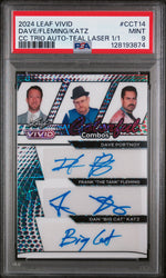 2024 Leaf Vivid Colorful Combos Trio Autographs Teal Laser 1/1 Dan Katz/Dave Portnoy/Frank