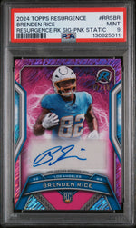 2024 Topps Resurgence Resurgence Rookie Signatures Pink Static Brenden Rice #RRSBR /10 PSA 9