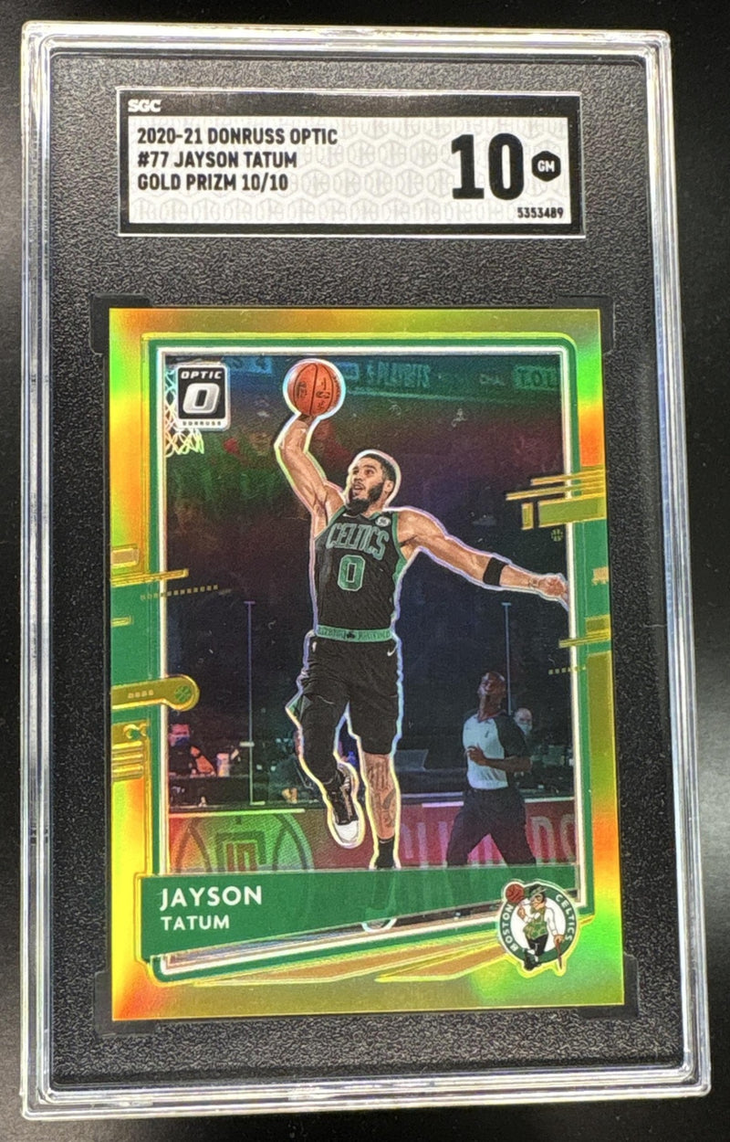 2020-21 Donruss Optic Jayson Tatum #77 Gold Prizm /10 SGC 10