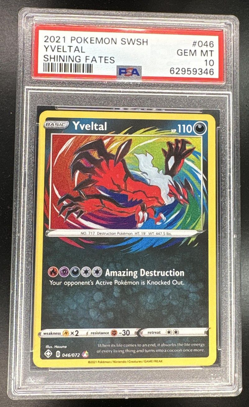 2021 Pokemon Sword and Shield Shining Fates Amazing Rare Yveltal #046 PSA 10