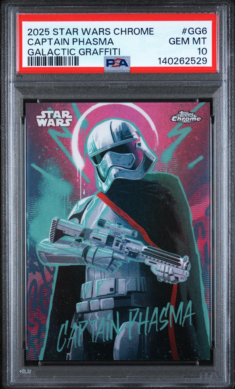 2025 Topps Chrome Star Wars Galactic Graffiti Captain Phasma #GG6 PSA 10