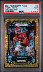 2024 Panini Prizm Draft Picks Gold Shimmer Prizm Jalen Hurts #99 /15 15/15 PSA 9