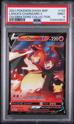 2021 Pokemon Sword and Shield Black Star Promo Celebrations Collection Lance's Charizard V #SWSH133 PSA 9