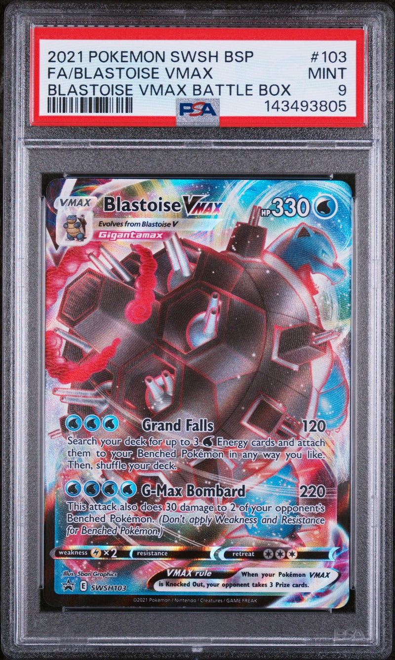Pokémon SWSH Blastoise VMAX #SWSH103 Blastoise VMAX Battle Box PSA 9