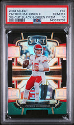 2023 Panini Select Die-Cut Black & Green Prizm Patrick Mahomes II #49 PSA 10