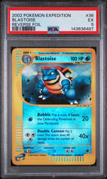 2002 Pokemon Expedition Reverse Holo Blastoise #36 PSA 5
