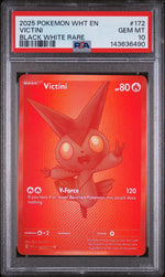 2025 Pokemon Scarlet and Violet White Flare Black White Rare Victini #172 PSA 10