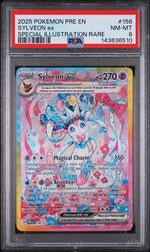 2025 Pokemon Scarlet and Violet Prismatic Evolutions Special Illustration Rare Sylveon Ex #156 PSA 8