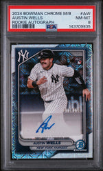 2024 Bowman Chrome Mega Box Mega Chrome Rookie Autographs Austin Wells #AW /150 PSA 8