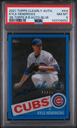 2021 Topps Clearly Authentic 1986 Topps Baseball Autographs '86 Topps B.B.Auto-Blue Kyle Hendricks #KH /25 PSA 8