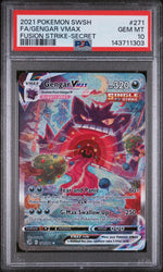 2021 Pokemon Sword and Shield Fusion Strike Secret Rare Gengar Vmax #271 PSA 10