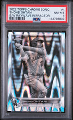 2022 Topps Chrome Sonic Black & White Raywave Refractor Shohei Ohtani #1 PSA 8