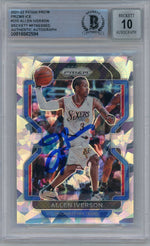 BGS Authentic/Witnessed Allen Iverson Auto on 2021 Prizm #255 Allen Iverson Ice BGS Auto 10