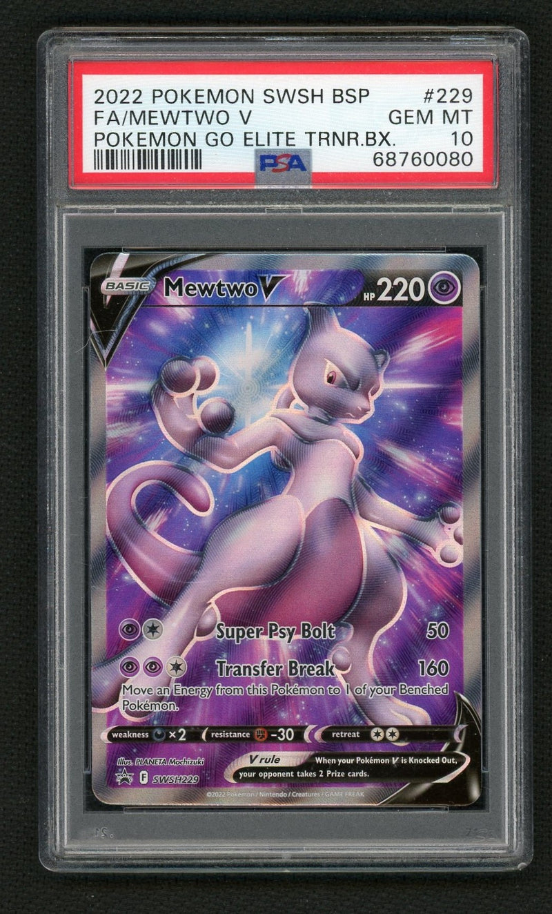 2022 Pokemon Sword and Shield Black Star Promo Pokemon Go Elite Trainer Box Mewtwo V #SWSH229 PSA 10