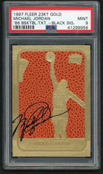 1997 Fleer 23k Gold '86 Basketball Texture Black Signature Michael Jordan /11730 PSA 9