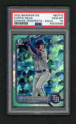 2022 Bowman Chrome Sapphire Prospect Aqua Refractor Curtis Mead #BCP10 /55 PSA 10