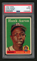 1958 Topps White Name Hank Aaron #30 PSA 2