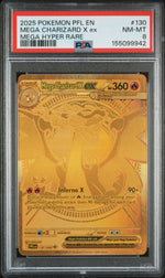 2025 Pokemon Mega Evolution Phantasmal Flames Mega Hyper Rare Mega Charizard X Ex #130 PSA 8