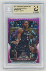 2022-23 Bowman Chrome U #5 Aliyah Boston 1st Rookie RC Fuchsia Mini-Diamond /150 BGS 9.5