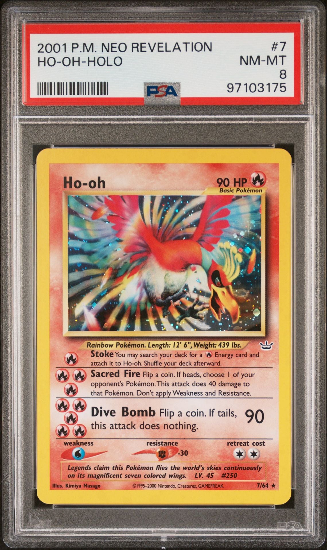 2001 Pokemon Neo Revelation #7 Ho-Oh Holo PSA 8
