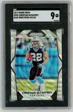 2017 Prizm #249 Christian McCaffrey Rookie RC Blue Wave /149 SGC 9
