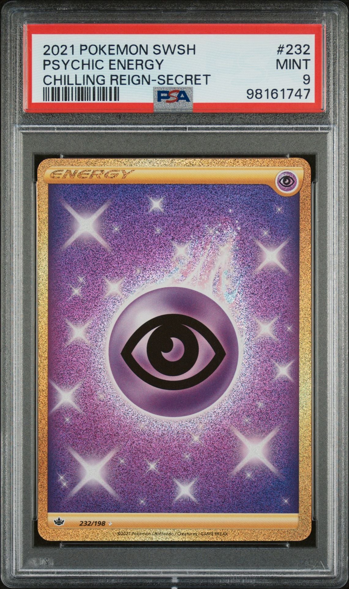 2021 Pokémon SWSH Chilling Reign Psychic Energy Secret #232 PSA 9