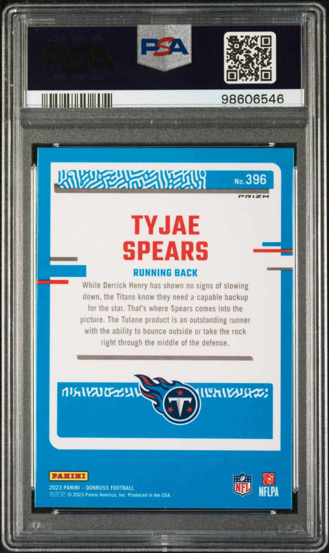 2023 Panini Donruss Optic Preview Blue Scope Tyjae Spears #396 RC PSA 10