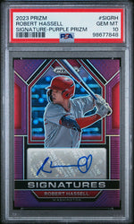 2023 Panini Prizm Purple Prizm Robert Hassell #SIGRH Auto /99 PSA 10