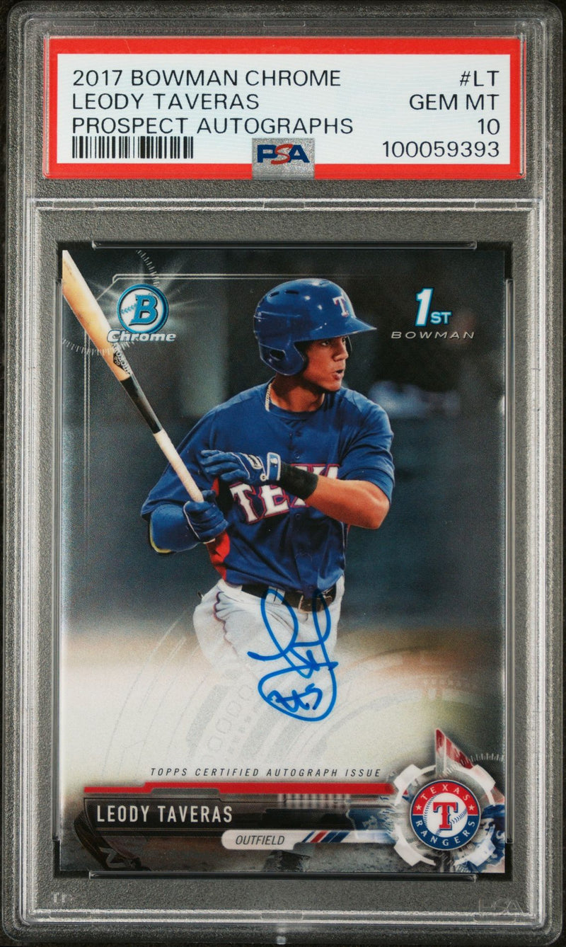 2017 Bowman Chrome Prospect Autograph Leody Taveras #CPALT PSA 10