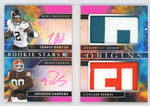 2025 Origins Travis Hunter/Shedeur Sanders Dual Rookie RC Patch Auto Booklet Pink /12