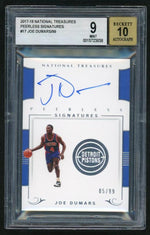 2017 Panini National Treasures 17 Joe Dumars Peerless Signatures /99 Beckett 9 Mint Detroit Pistons Auto