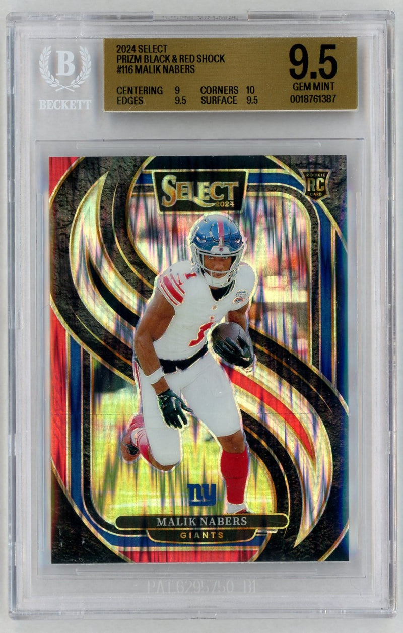 2024 Select Malik Nabers #116 Prizm Black & Red Shock Beckett 9.5