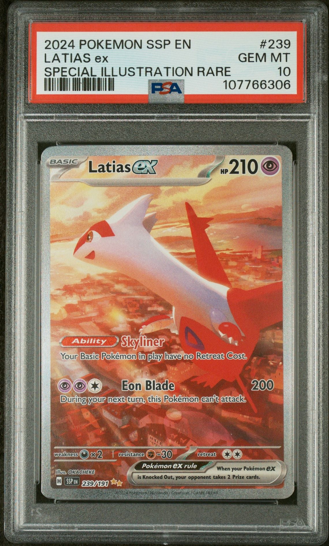 2024 Pokemon Scarlet and Violet Surging Sparks #239 Latias Ex Special Illustration Rare PSA 10