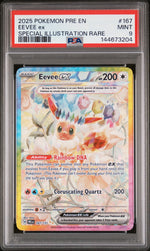 2025 Pokemon Scarlet and Violet Prismatic Evolutions Special Illustration Rare Eevee Ex #167 PSA 9