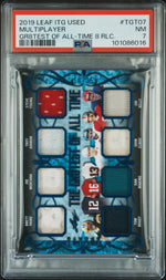 2019 Leaf In the Game Used the Gr8test of All-Time 8 Relics Brett Favre/Dan Marino/Jim Kelly/Joe Montana/John Elway/Steve Young/Tom Brady/Troy Aikman #TGT07 /35 PSA 7