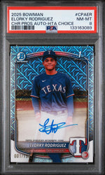 2025 Bowman Chrome Prospect Autograph Hta Choice Refractor Elorky Rodriguez #CPAER /150 PSA 8