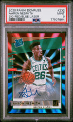 2020 Donruss Rated Rookies Signatures Red and Blue Laser Aaron Nesmith #232 /49 PSA 9