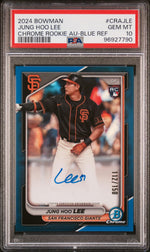 2024 Bowman Chrome Rookie Autographs Chrome Rookie Au-Blue Ref Jung Hoo Lee #CRAJLE /150 PSA 10